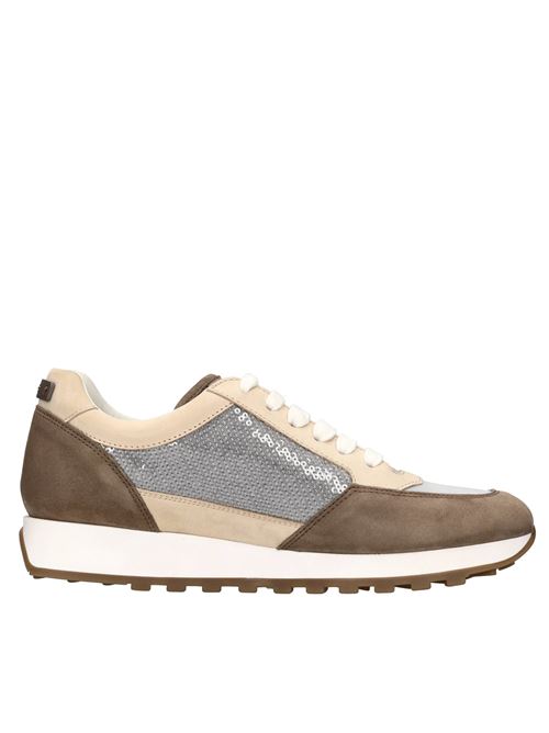 Sneakers in pelle e tessuto PESERICO | S39518C0R 09623GRIGIO-MARRONE-BEIGE
